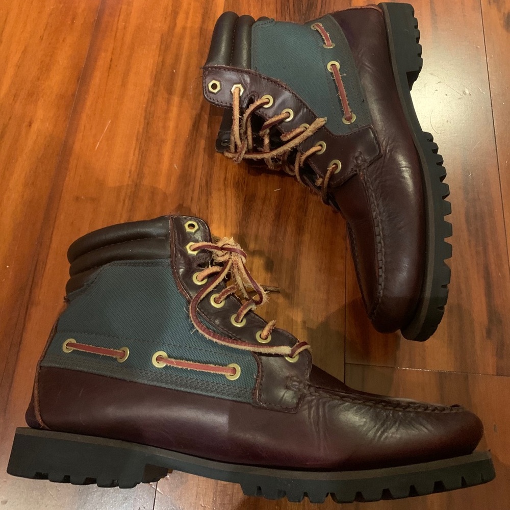 Timberland Leather Brown Boots with Green Gore-Tex